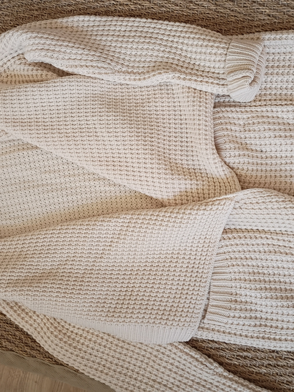 Michael Kors Cream Waffle Knit Throw Sweater